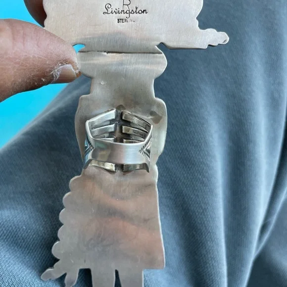 Vintage Navajo ring kachina dancer ring sterling SZ 7.5 - Picture 7 of 9